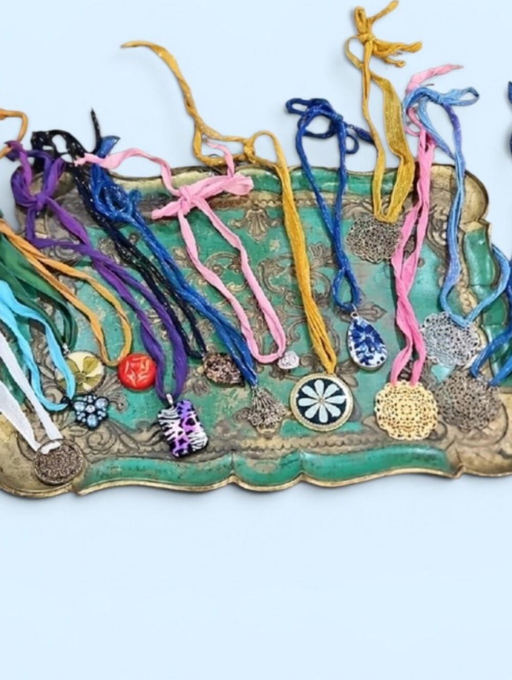 Lot 14 ‎ Silk  Threaded Pendant Necklaces  Party Favors  Boho Colorful Party